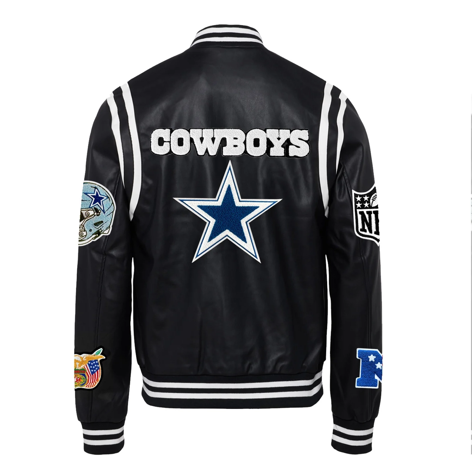 Dallas cowboys leather varsity jacket black 2