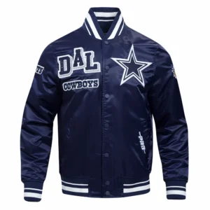 Dallas cowboys mashup full snap satin varsity jacket navy 1