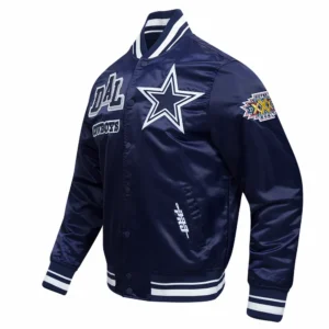 Dallas cowboys mashup full snap satin varsity jacket navy 2