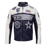 Dallas Cowboys Moto Full-Zip Black Leather Jacket