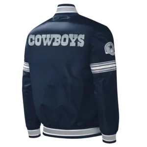 Dallas cowboys midfield full snap satin varsity jacket navy 3