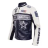 Dallas cowboys moto zipper leather jacket