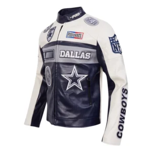 Dallas cowboys moto zipper leather jacket