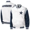 Dallas cowboys pitch full snap satin varsity jacket white navy 2