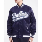 Dallas Cowboys Script Tail Navy Satin Jacket