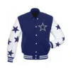Dallas cowboys stars wool leather varsity jacket blue white