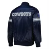 Dallas cowboys starter pick and roll full snap satin varsity jacket navy 3