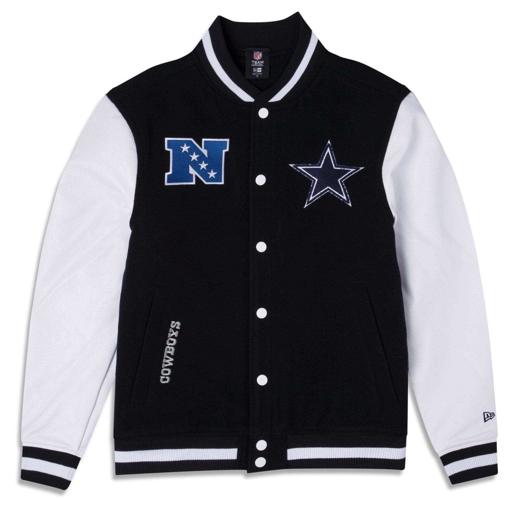 Dallas cowboys third down full snap varsity jacket black white 1 2