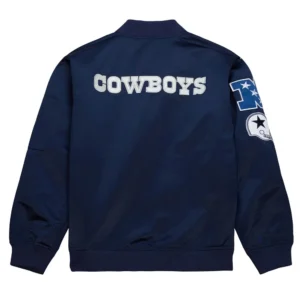 Dallas cowboys vintage logo navy lightweight satin jacket