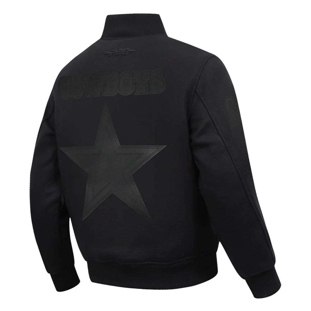 Dallas cowboys washed vanguard ribbed leather logo jacket