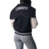 Dallas cowboys womens sailor full snap hooded varsity jacket navy white 3 1