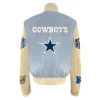 Dallas cowboys wool leather varsity jacket blue cream 1