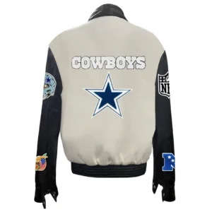 Dallas cowboys wool leather varsity jacket white black 1 2