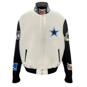 Dallas cowboys wool leather varsity jacket white black 2