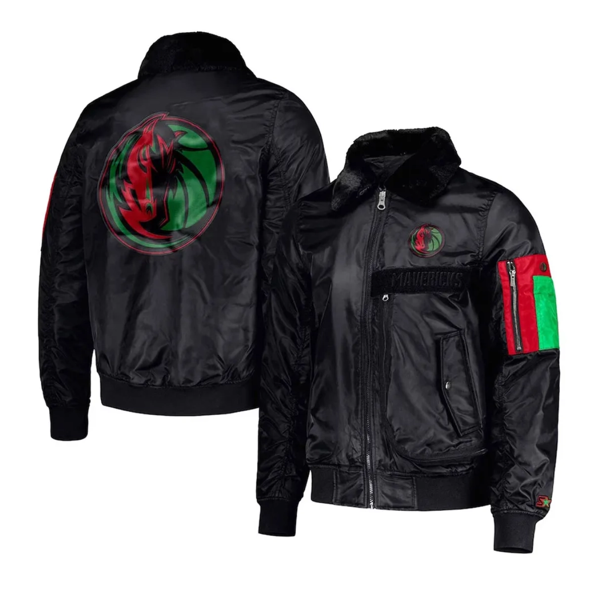 Dallas mavericks black history month satin bomber jacket