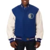 Dallas mavericks domestic two tone wool and leather jacket blue white 1