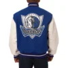 Dallas mavericks domestic two tone wool and leather jacket blue white 2
