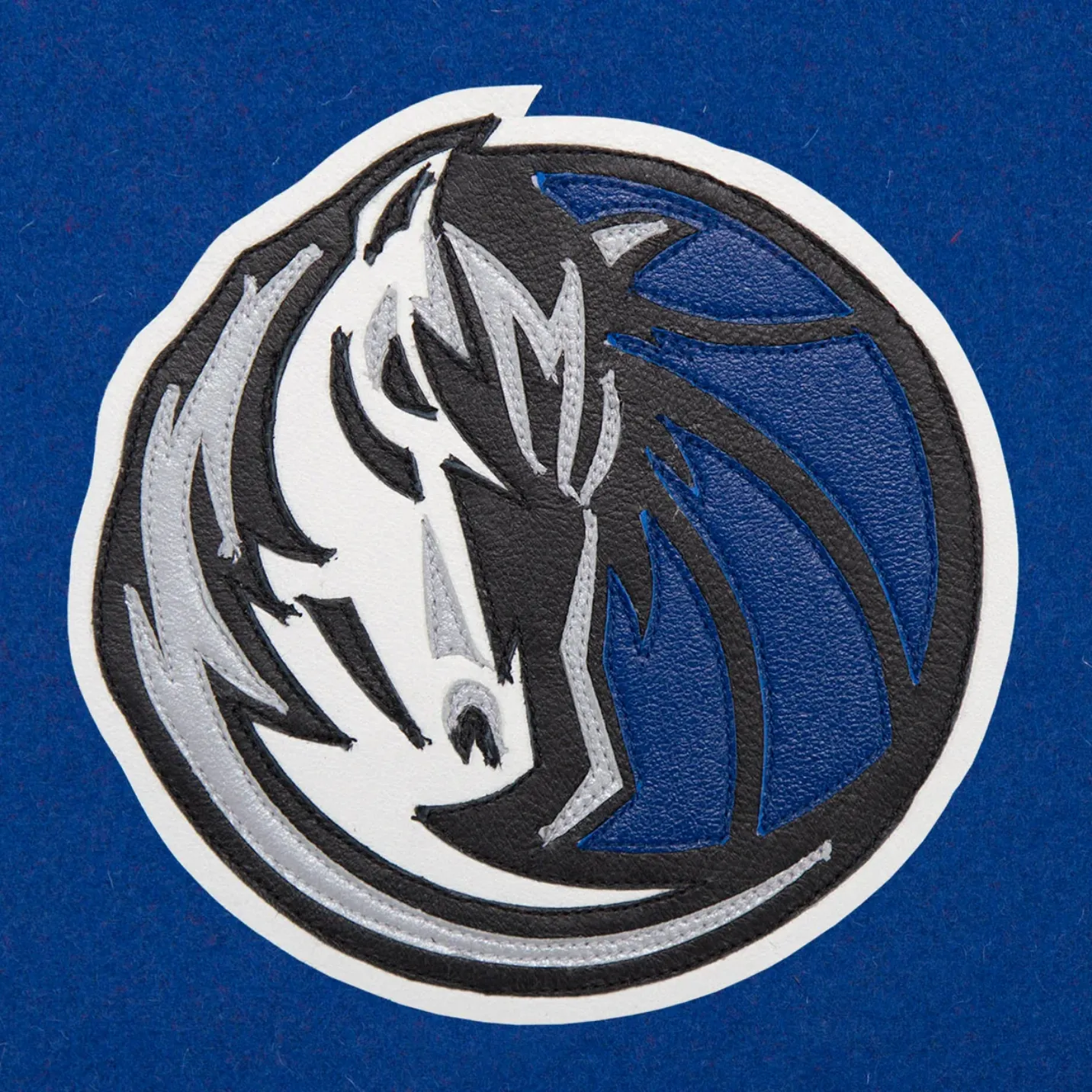 Dallas mavericks domestic two tone wool and leather jacket blue white 3