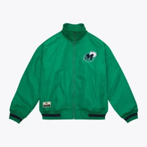 Dallas mavericks full zip green satin jacket