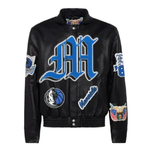 Dallas mavericks jeff hamilton full leather old english jacket black 1