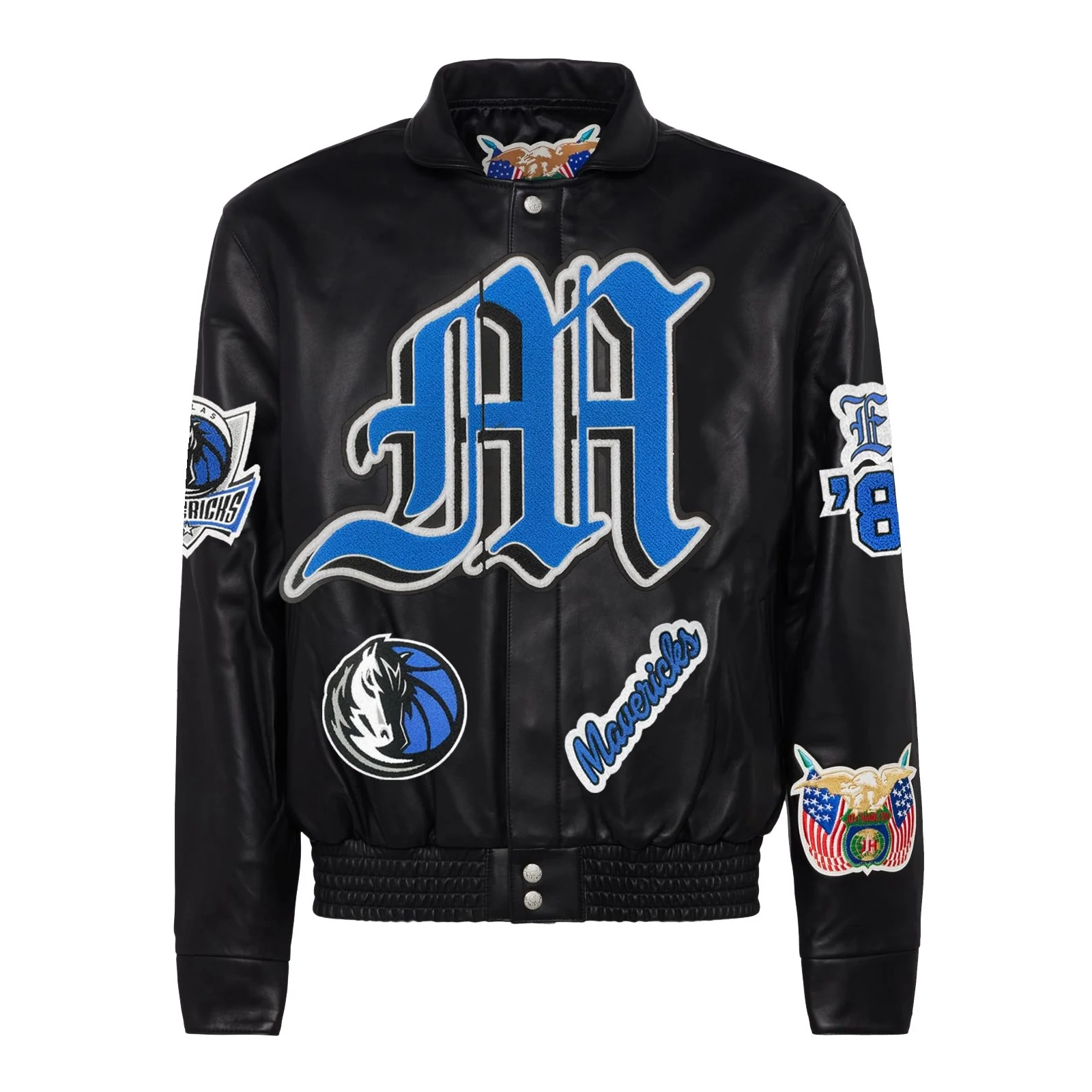 Dallas mavericks jeff hamilton full leather old english jacket black 1