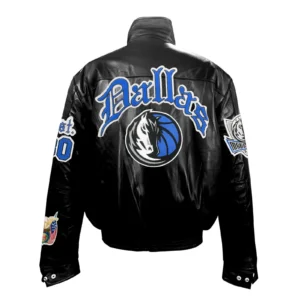 Dallas mavericks jeff hamilton full leather puffer old english jacket black 2