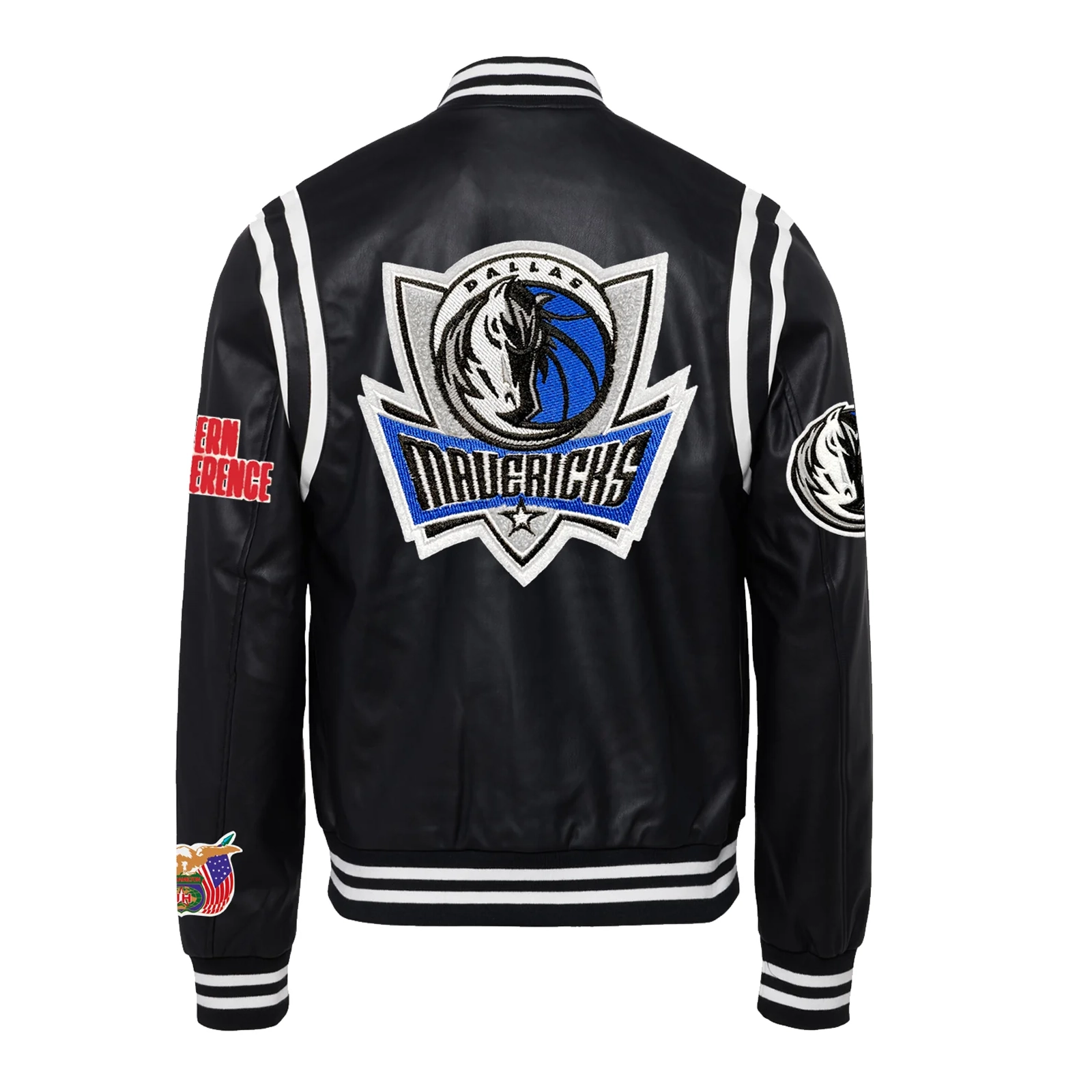 Dallas mavericks leather varsity jacket black 2