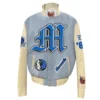 Dallas mavericks old english wool leather varsity jacket white black 1 1