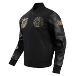 Dallas Mavericks Black & Gold Wool/Leather Jacket