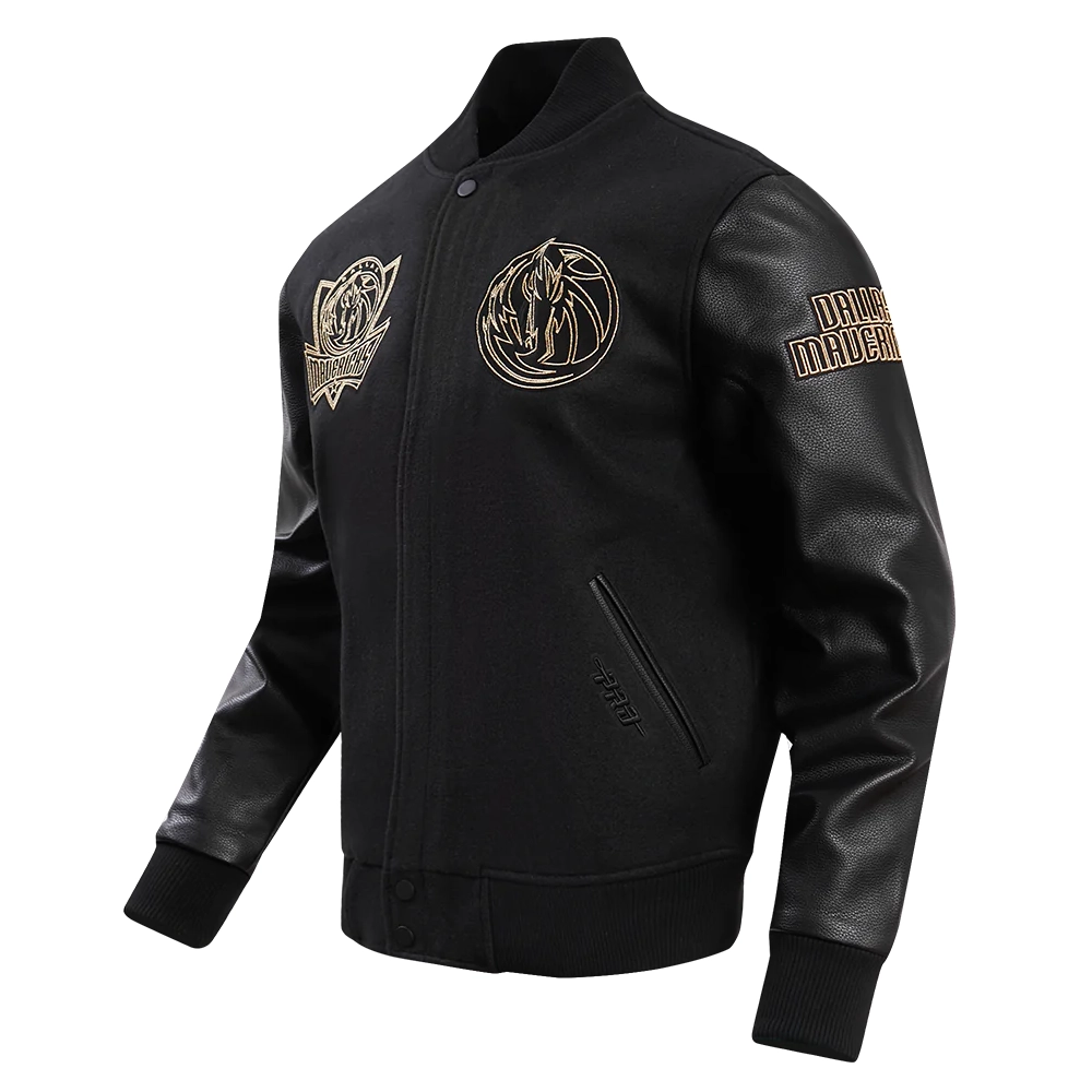 Dallas mavericks pro standard black and gold varsity jacket 1