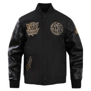 Dallas mavericks pro standard black and gold varsity jacket 2