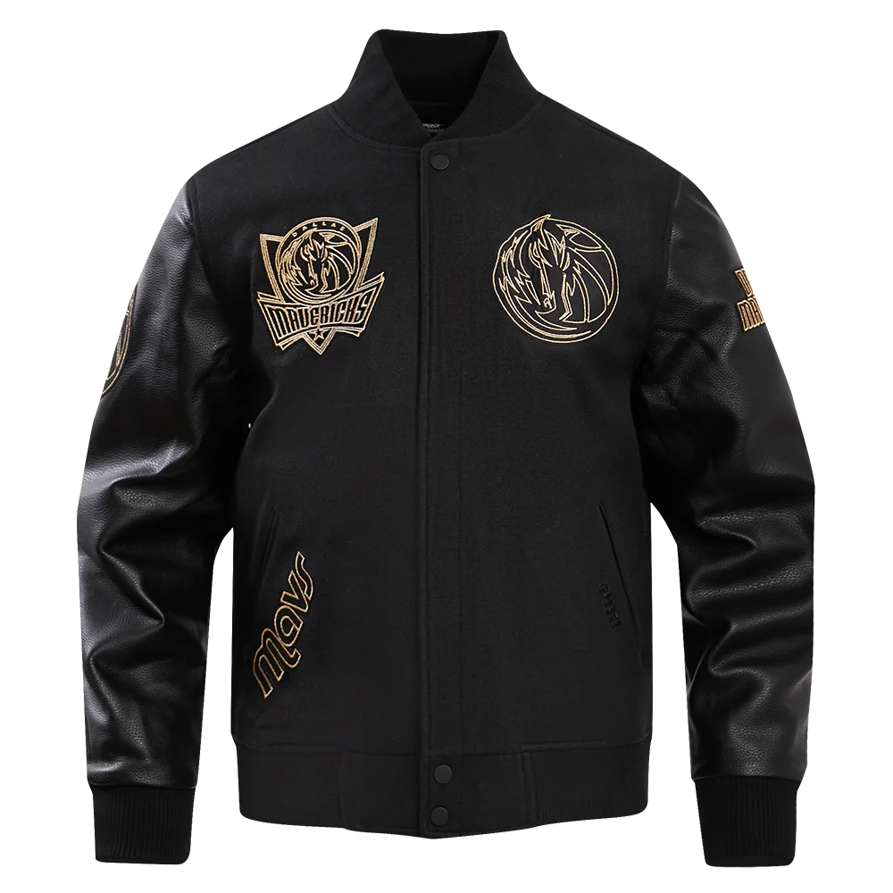 Dallas mavericks pro standard black and gold varsity jacket 2