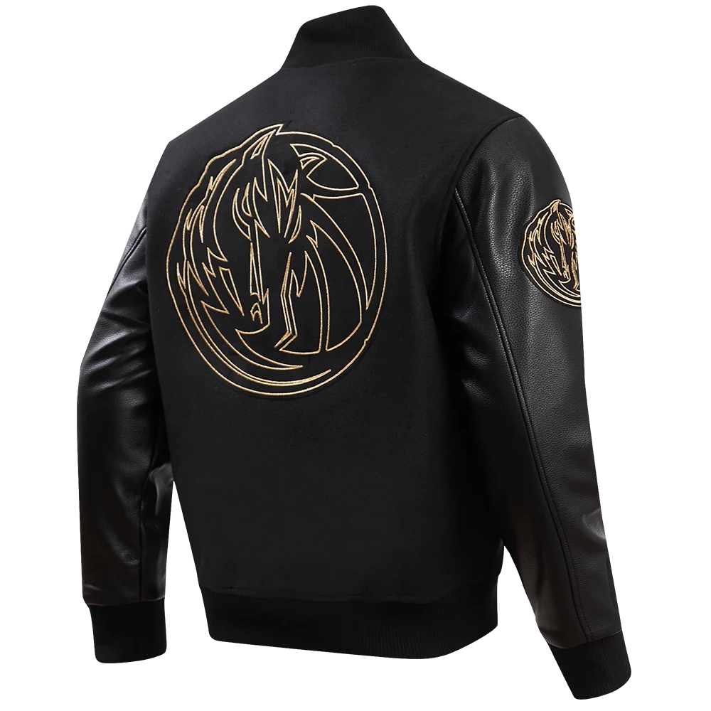 Dallas mavericks pro standard black and gold varsity jacket 3