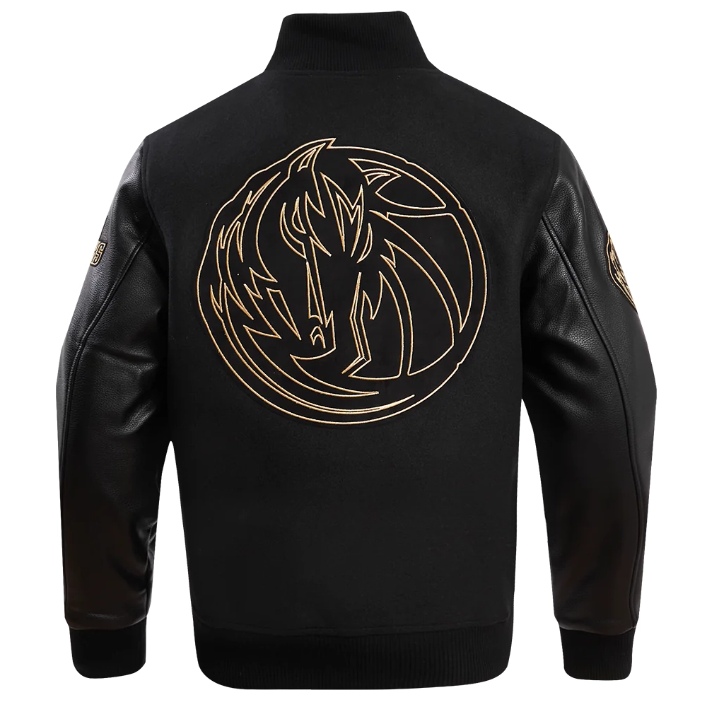 Dallas mavericks pro standard black and gold varsity jacket 4
