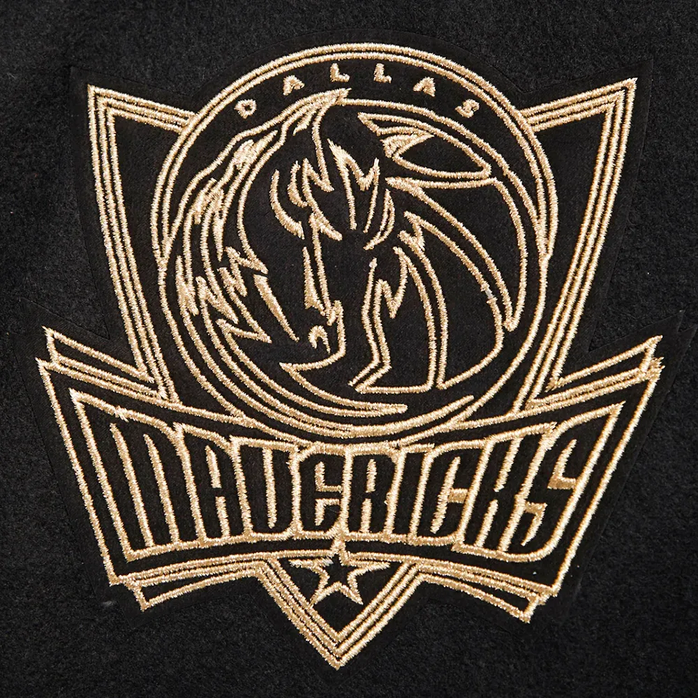 Dallas mavericks pro standard black and gold varsity jacket 6