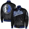 Dallas mavericks pro standard script tail black wool and leather varsity jacket 3