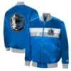 Dallas mavericks the ambassador satin varsity jacket blue