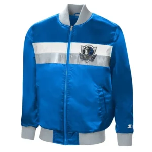 Dallas mavericks the ambassador satin varsity jacket blue 2