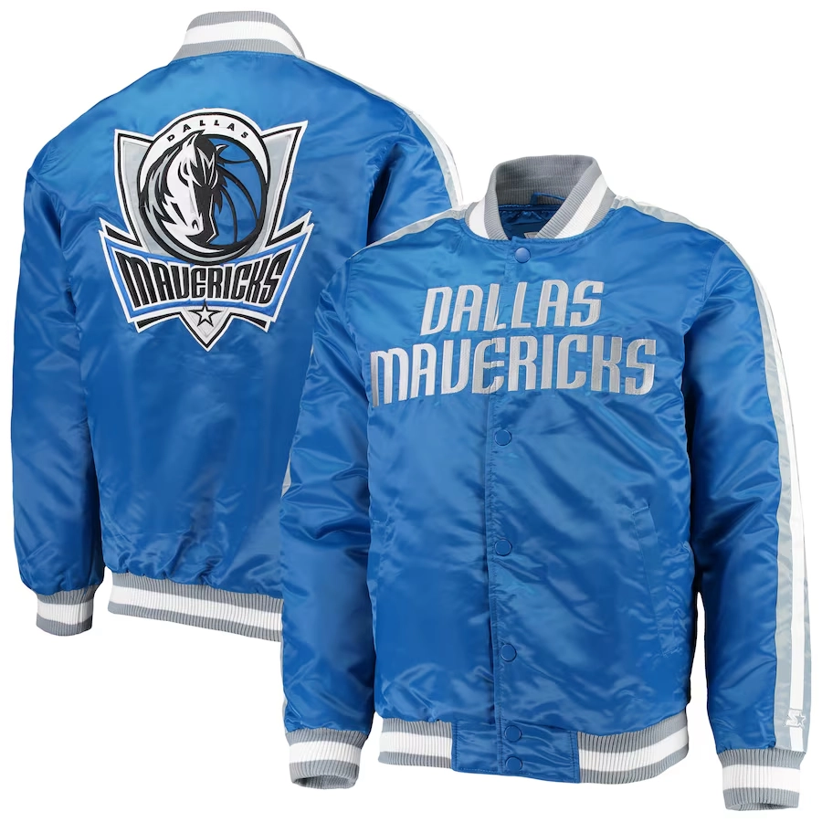 Dallas mavericks the offensive satin varsity jacket blue 4