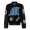 Dallas mavericks wool leather old english varsity jacket black 1