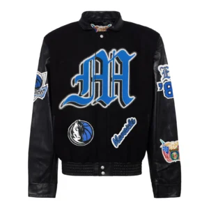 Dallas mavericks wool leather old english varsity jacket black 1