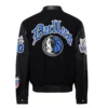 Dallas mavericks wool leather old english varsity jacket black 2