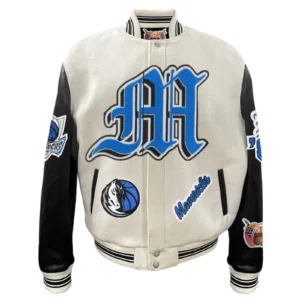 Dallas mavericks wool leather varsity jacket white black 1 1