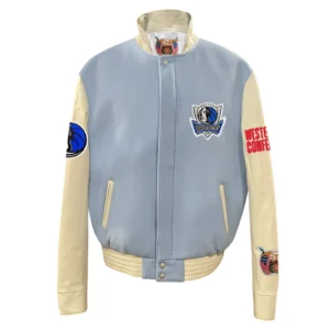 Dallas mavericks wool leather varsity jacket white black 10 1