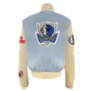 Dallas mavericks wool leather varsity jacket white black 2