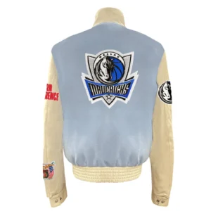 Dallas mavericks wool leather varsity jacket white black 2