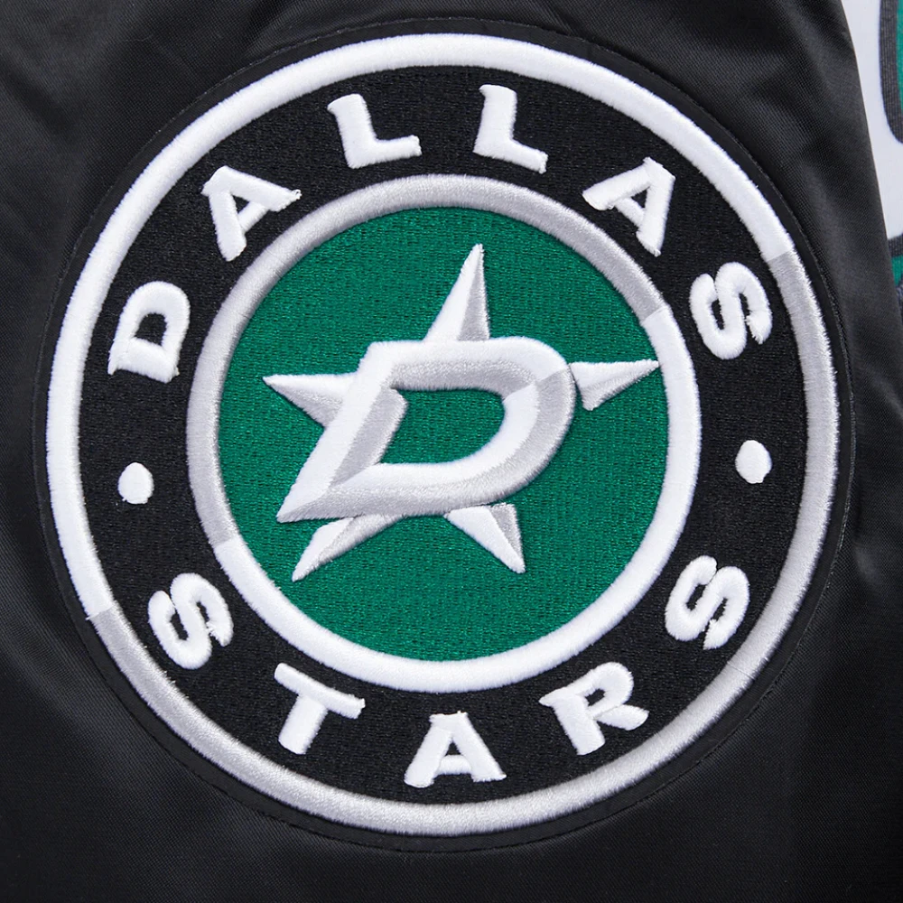 Dallas stars script tail satin varsity jacket black 5