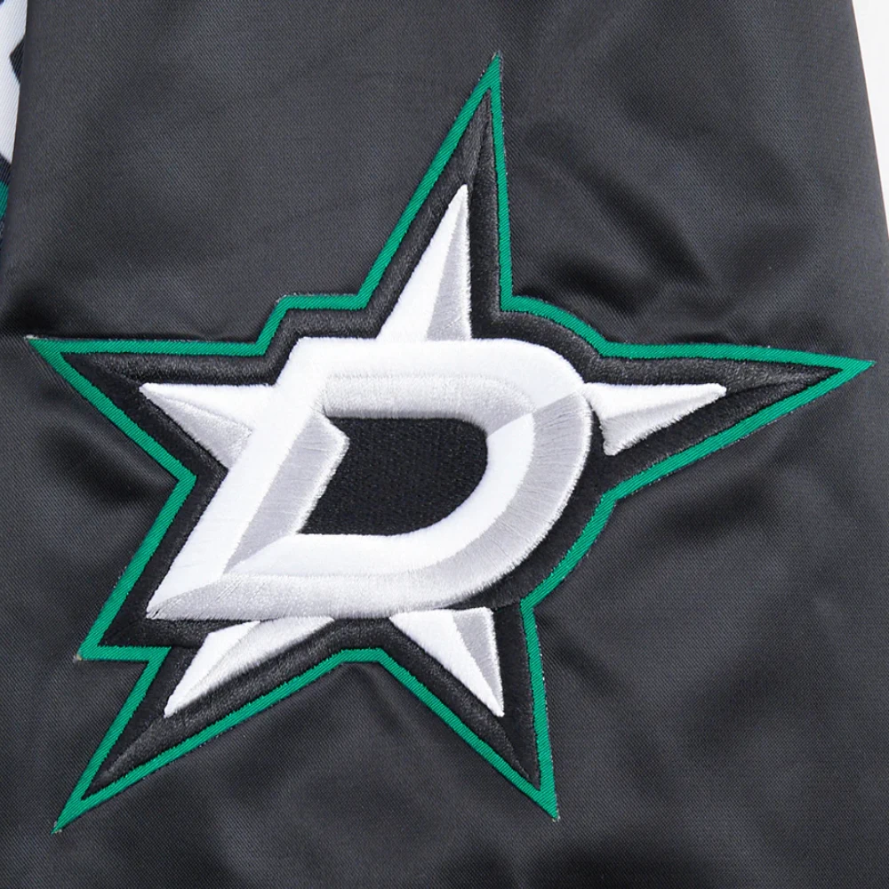 Dallas stars script tail satin varsity jacket black 6