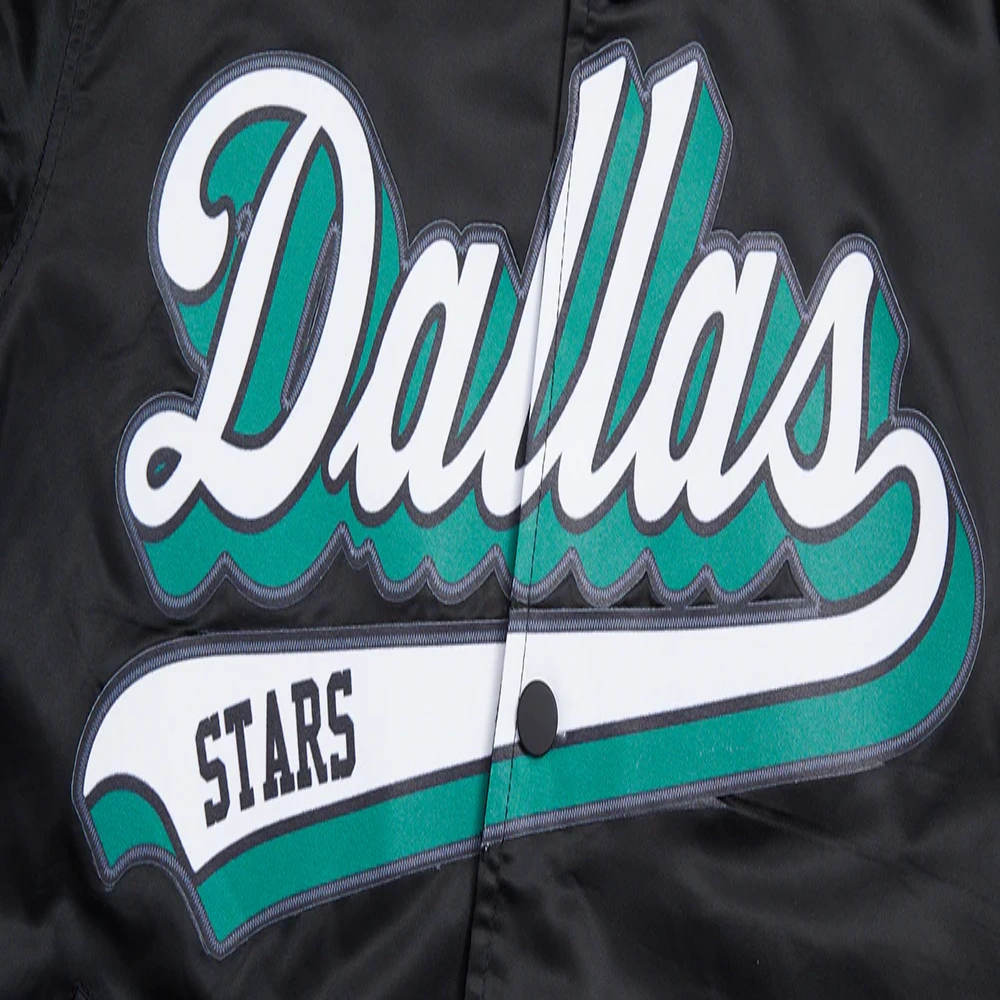 Dallas stars script tail satin varsity jacket black 7