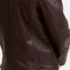 Dark bordeaux leather jacket adjustable waist